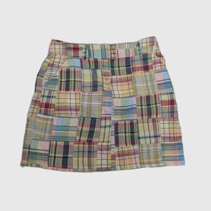 J Crew Plaid Patchwork Mini Skirt 0 S Artsy Boho Preppy sk1